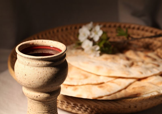 Matza and Wine Glass