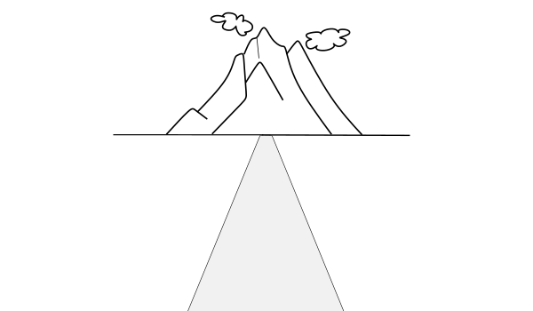 line drawing of strait path going to the Mountain of God